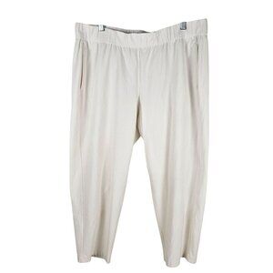 Eileen Fisher Knit Pants Size Large Light Cream Elastic Waist Viscose Blend Pant